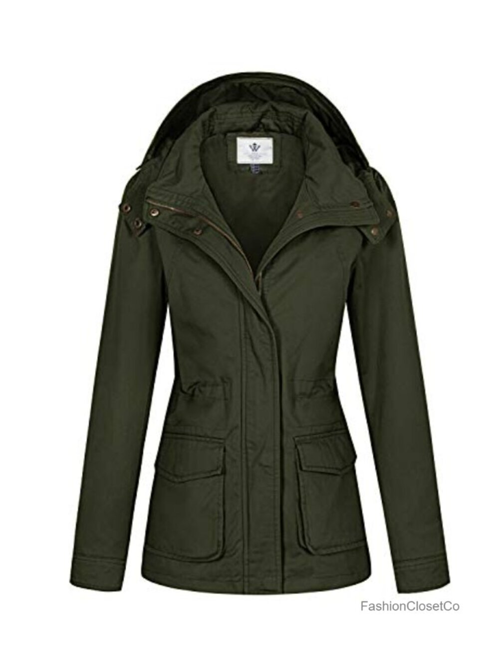 Women's Lightweight Cotton Military Hooded Utility Jacket with Detachable Hood